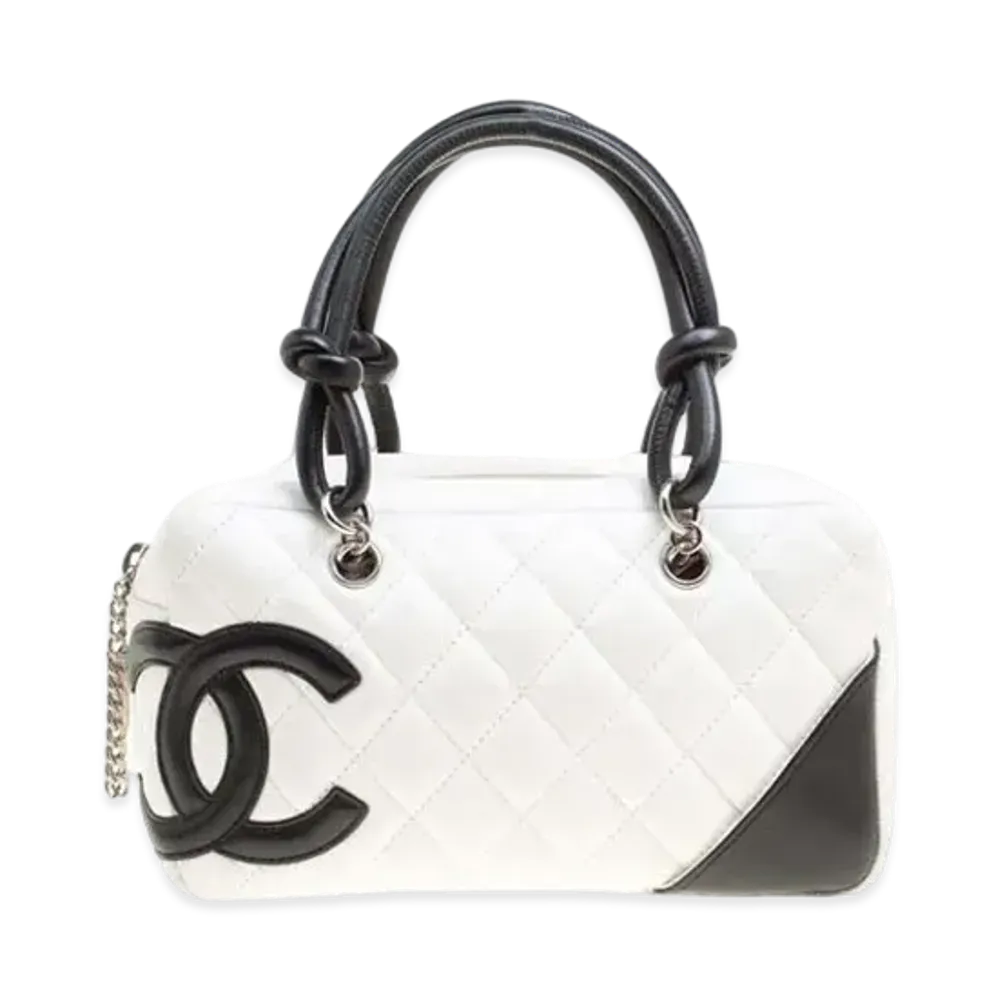 CHANEL Cambon Line Small Bowler Bag Mini "White/Black"