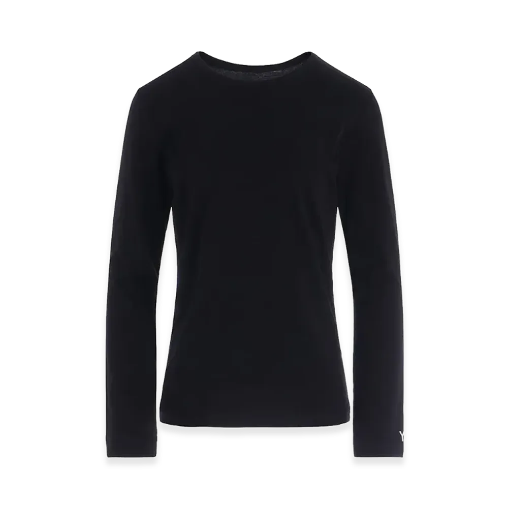 Y's Y Embroidery Round Neck Lonsleeve Tee "Black"