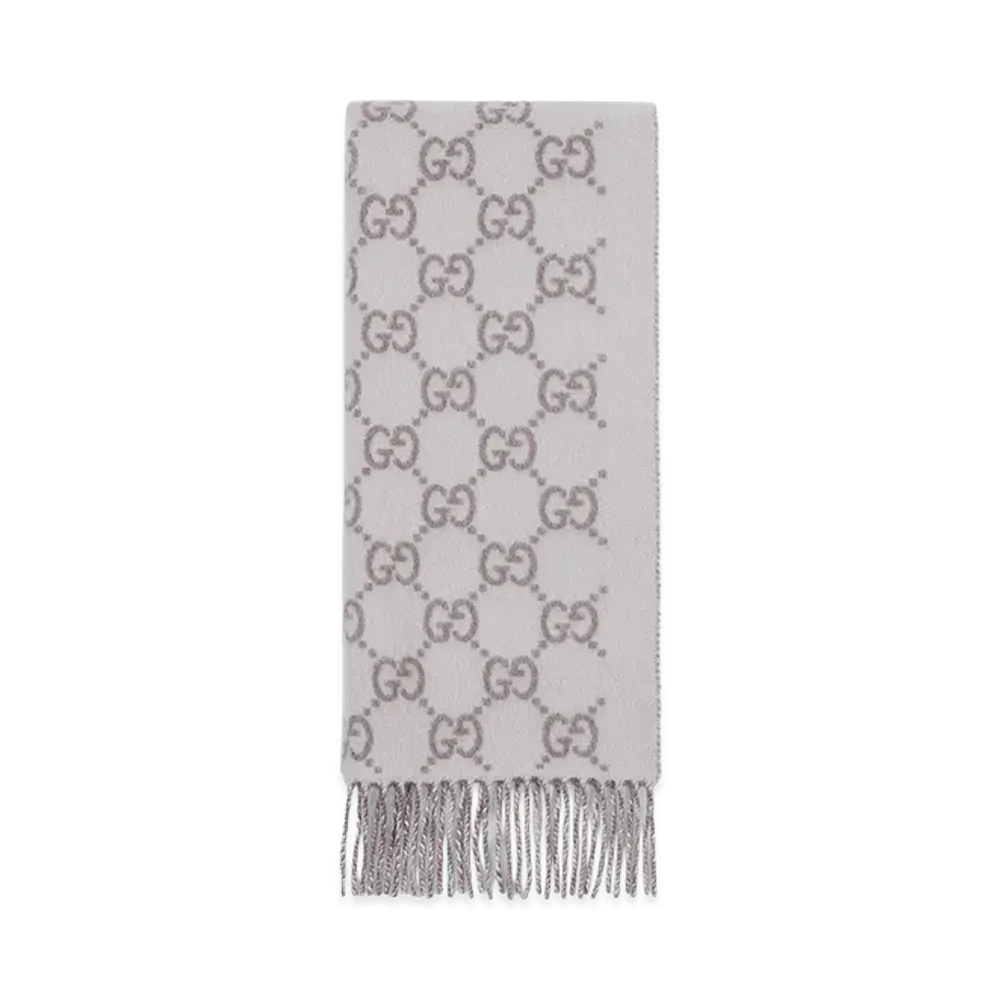 GUCCI Women's Embroidered Cashmere Reversible Scarf "Printed"