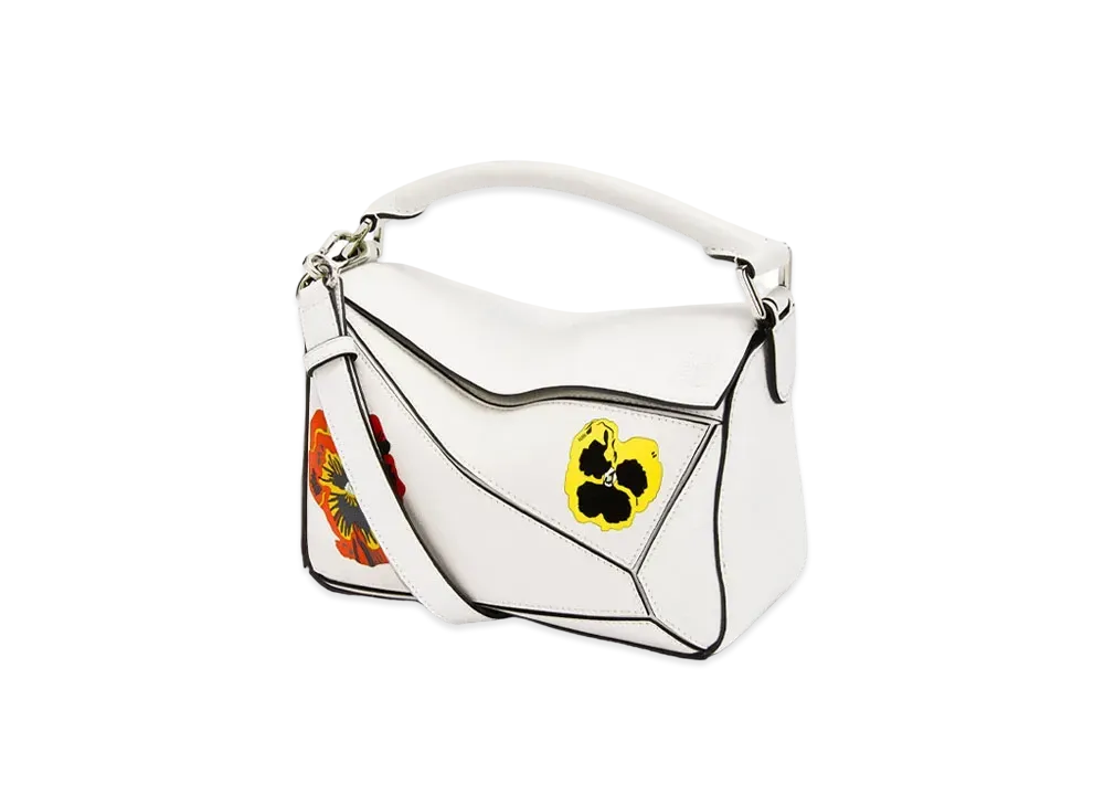 LOEWE Pansies Small Puzzle Bag In Classic Calfskin "Soft White"