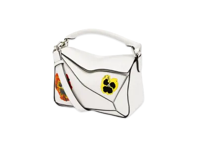LOEWE Pansies Small Puzzle Bag In Classic Calfskin "Soft White"
