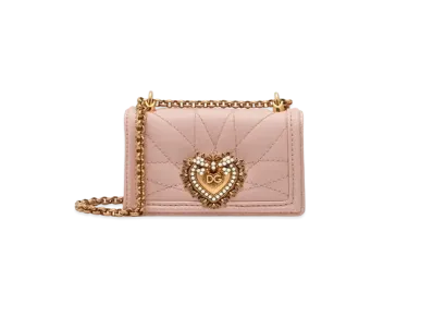 Dolce&Gabbana Devotion Micro Bag Matrasse Nappa Leather "Powder Pink"