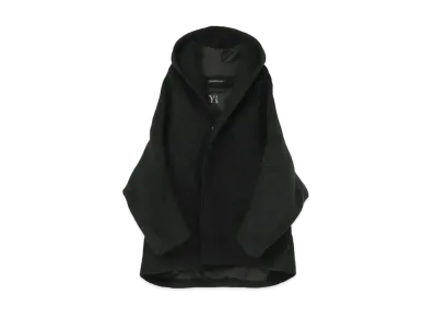 Yohji Yamamoto Y's ALAN KNIT NEEDLE PUNCH HOODED COAT "Black"