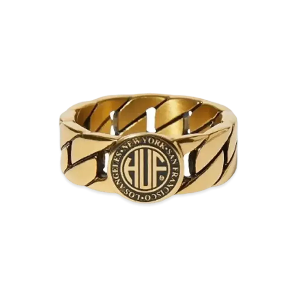 HUF Fall 24 Regional Cuban Link Ring "Gold"