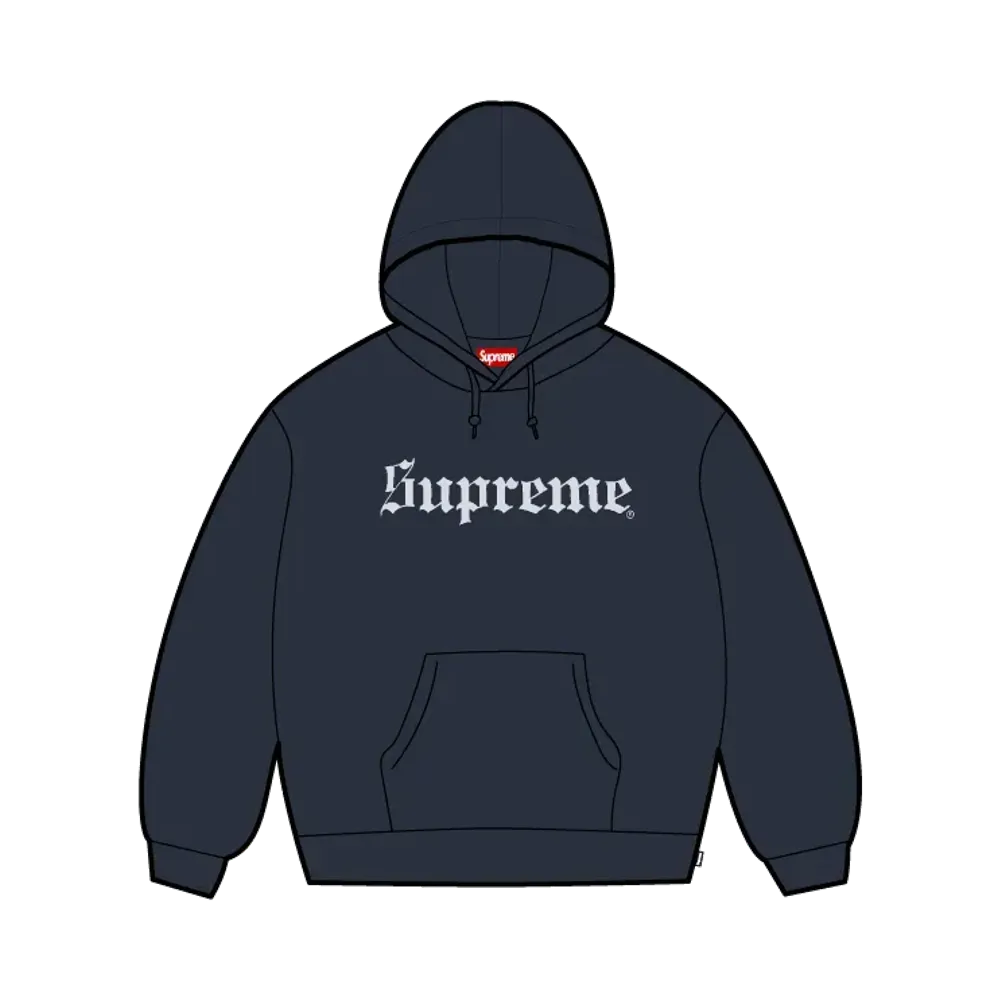 Supreme Washed Old English Hooded Sweatshirt "Navy"
