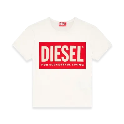 Diesel T-Malun T-Shirt With Devore Biscotto Logo "White"
