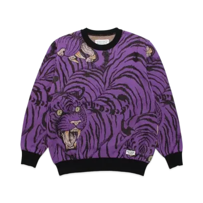 WACKO MARIA TIM LEHI / KNIT JAQUARD SWEATER "Purple"