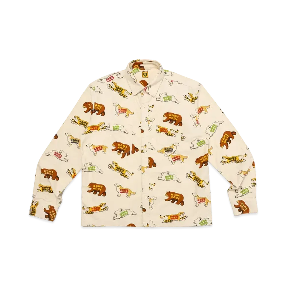 HUMAN MADE x KAWS Made Animal Patterned Shirt "White"