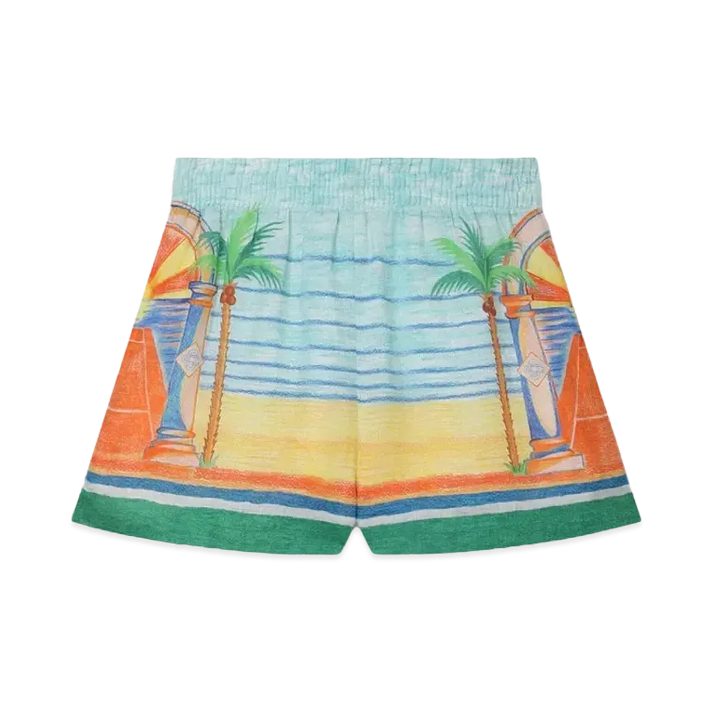 Casablanca Day of Victory Linen Shorts "Multi"