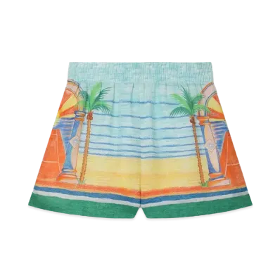 Casablanca Day of Victory Linen Shorts "Multi"