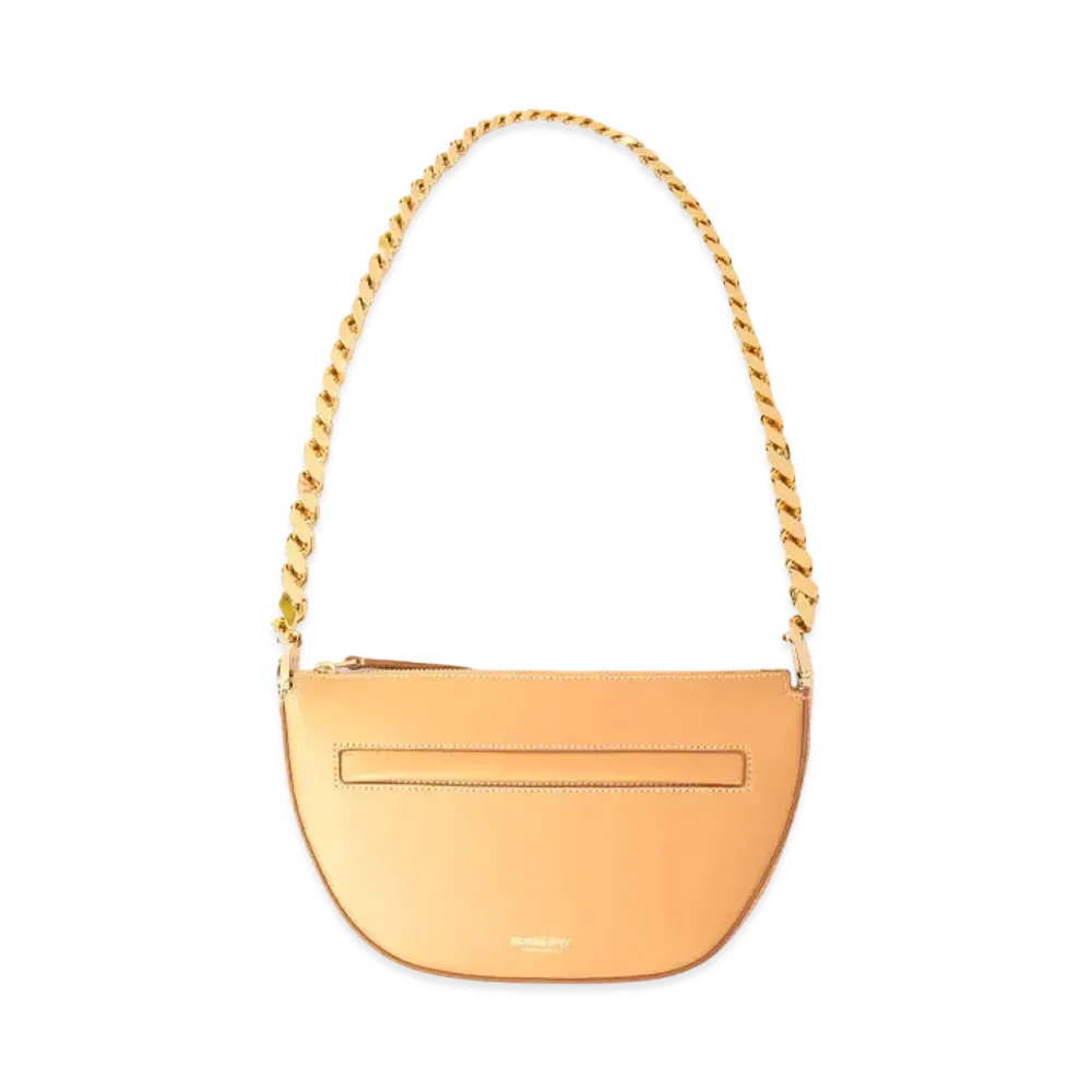 Burberry Mini Leather Zip Olympia Bag "Warm Sand"