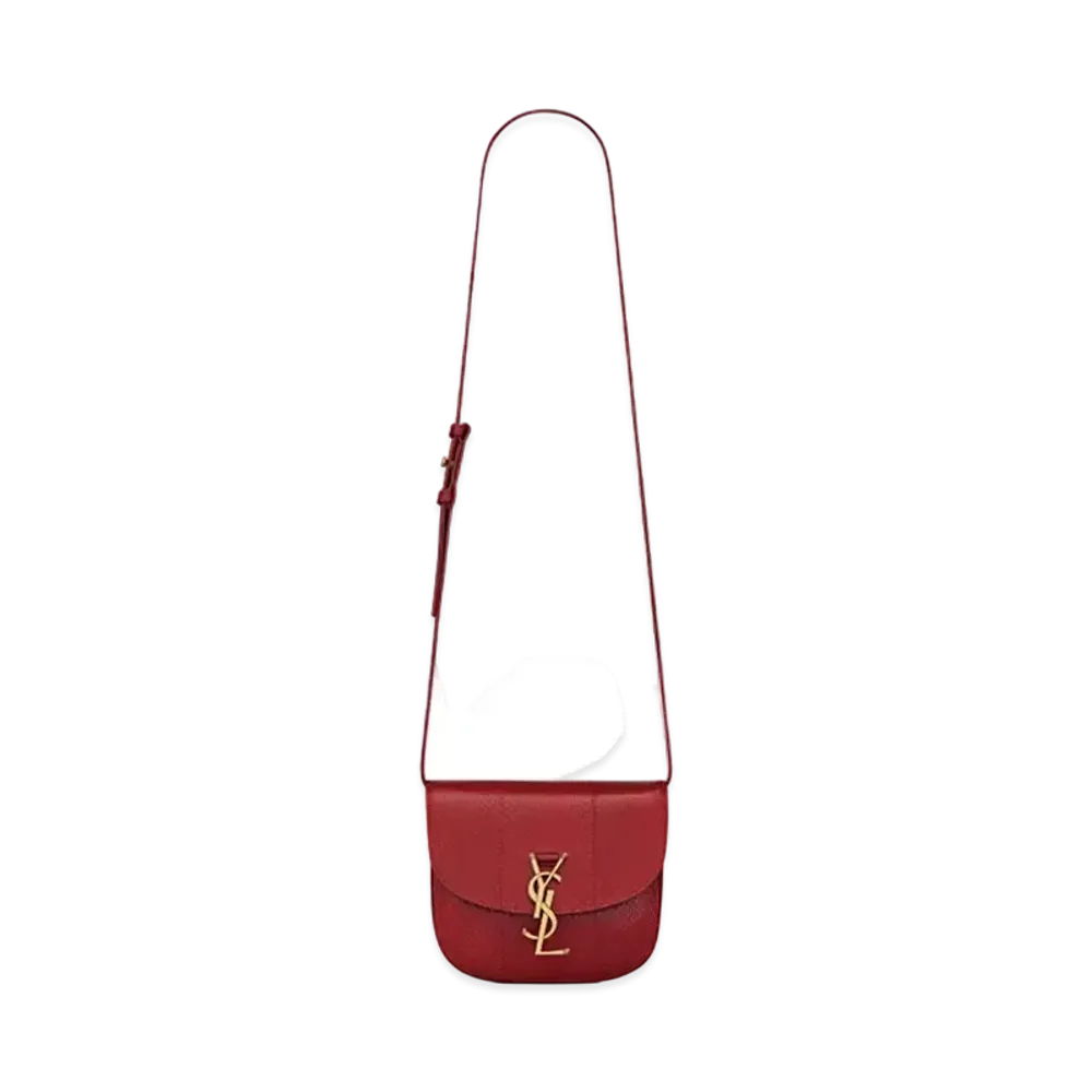 Saint Laurent Kaia Small Satchel In Lacquered Ayers "Carmine Red"