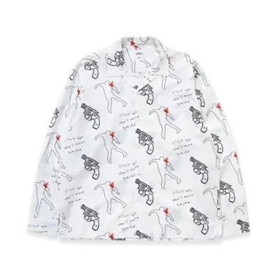 BEDWIN & THE HEARTBREAKERS Cali Ex.L/S Open Collar Shirt Rogers "White"