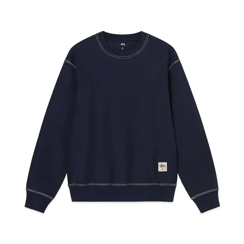 Stussy CONTRAST STITCH LABEL CREW "Navy"