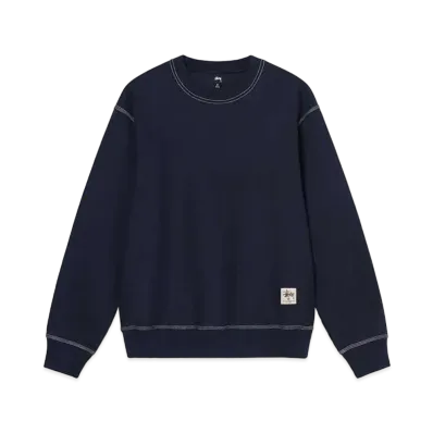 Stussy CONTRAST STITCH LABEL CREW "Navy"