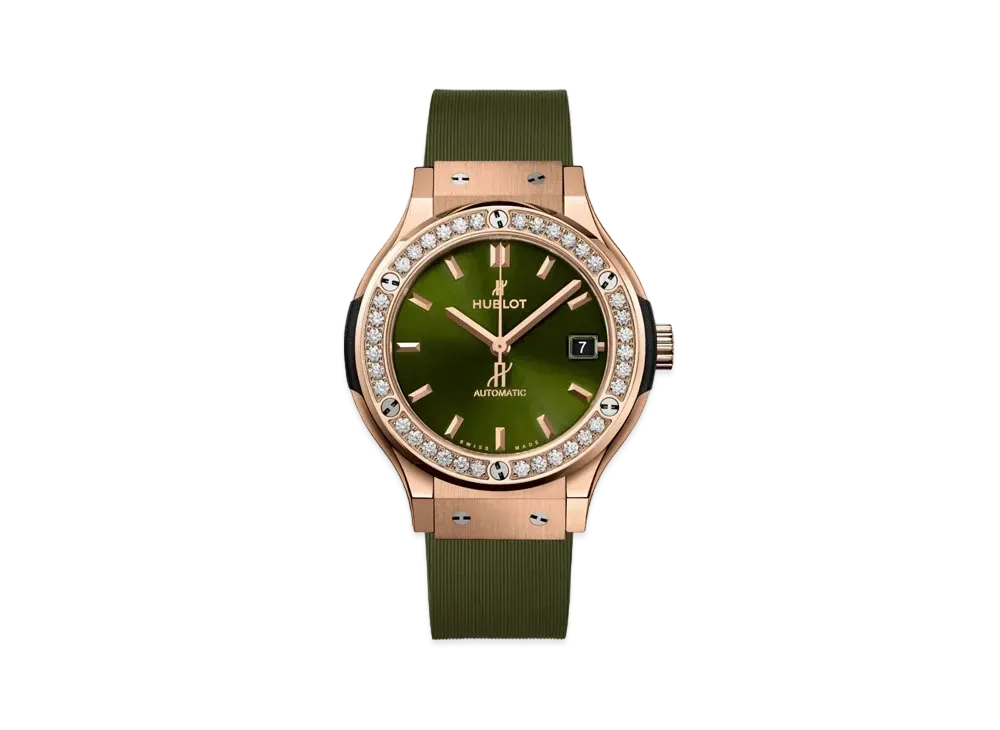 HUBLOT Classic Fusion King Gold Green Diamonds 38mm