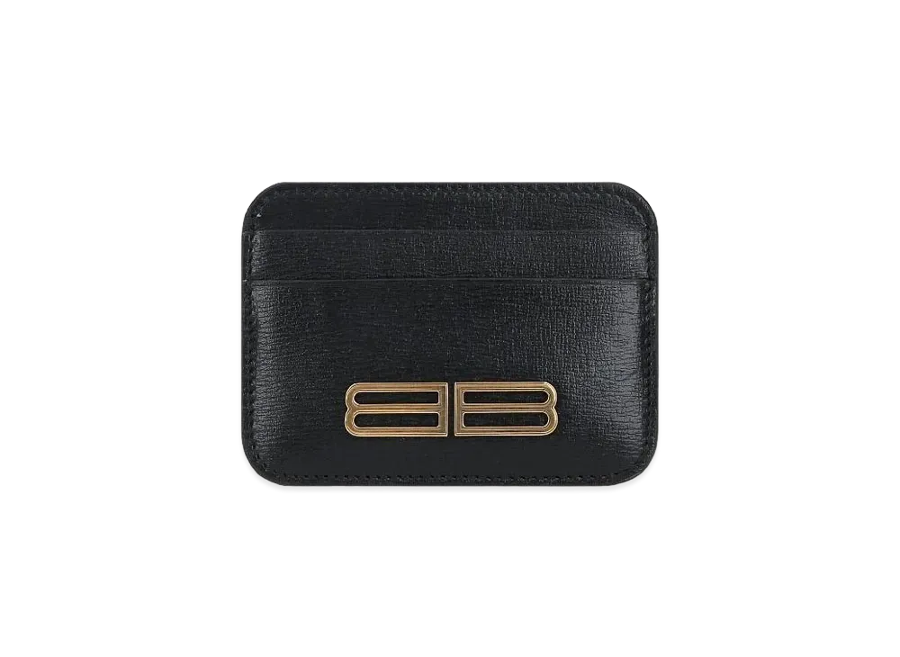BALENCIAGA Gossip Card Holder In Stripe Embossed Calfskin "Black"