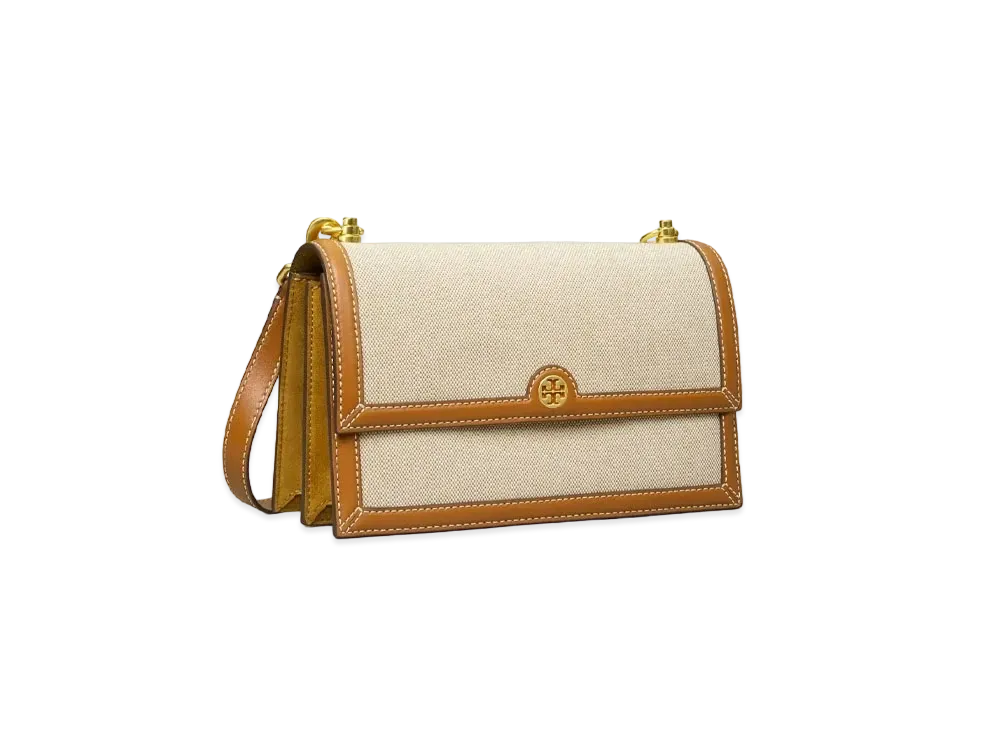 Tory Burch T Monogram Canvas Shoulder Bag "Natural"