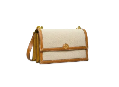 Tory Burch T Monogram Canvas Shoulder Bag "Natural"