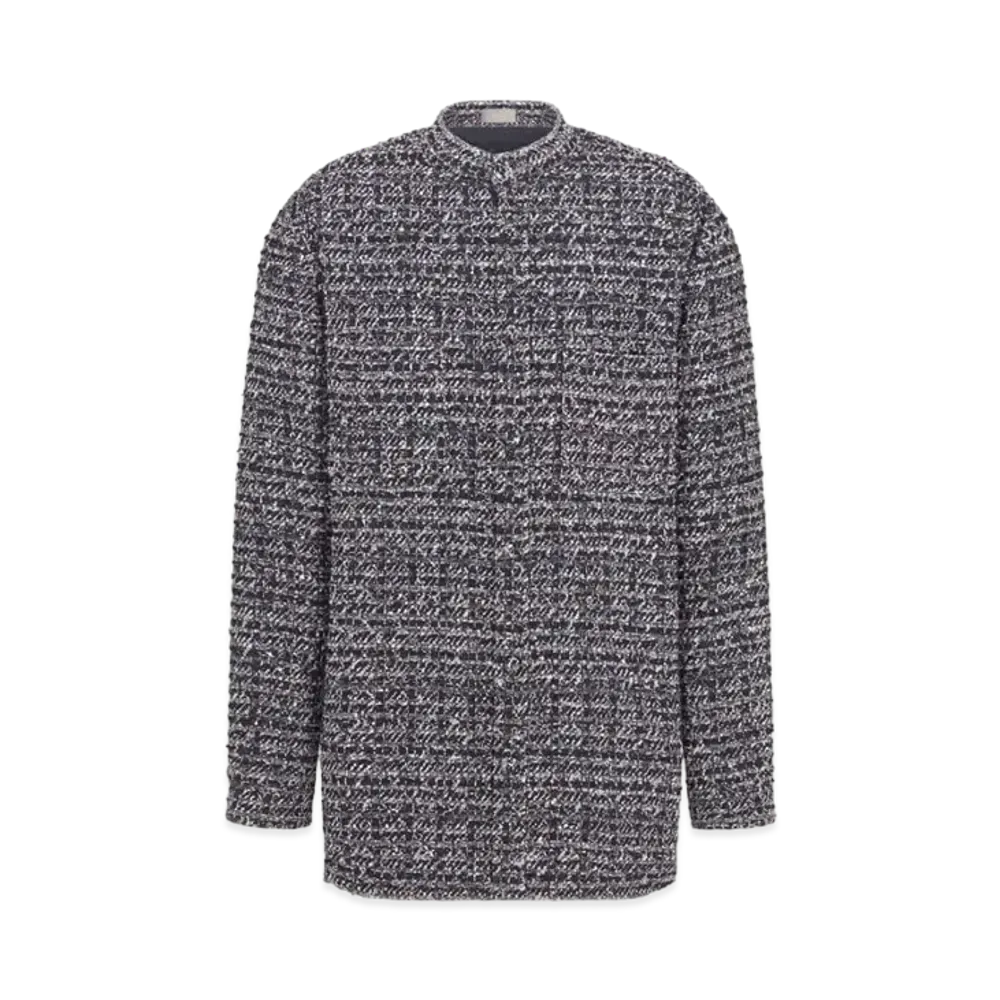 Dior x LEWIS HAMILTON Officer Collar Shirt Cotton and Wool Blend Tweed "Blue"