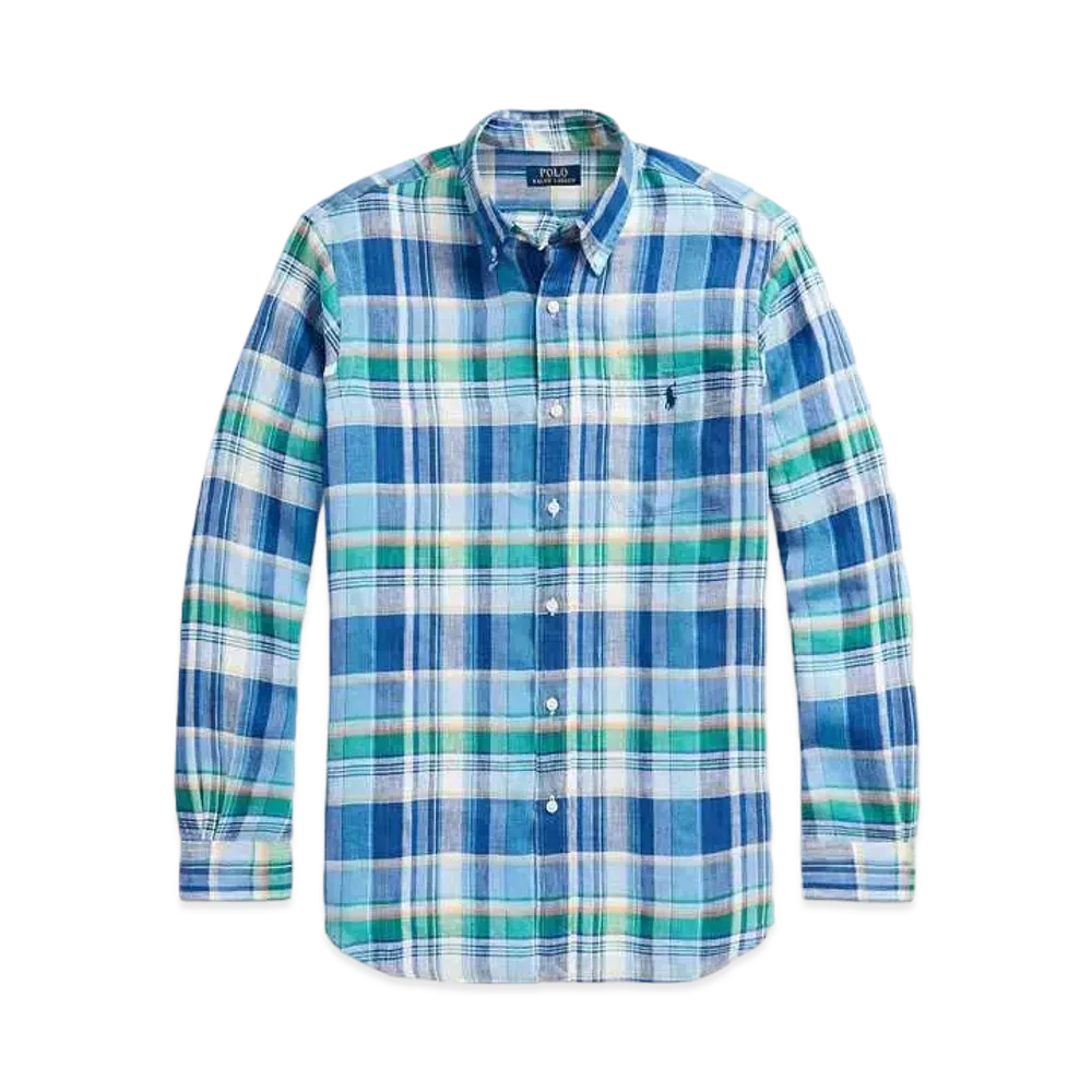 Polo Ralph Lauren Classic Fit Check Linen Shirt #1 "Blue"
