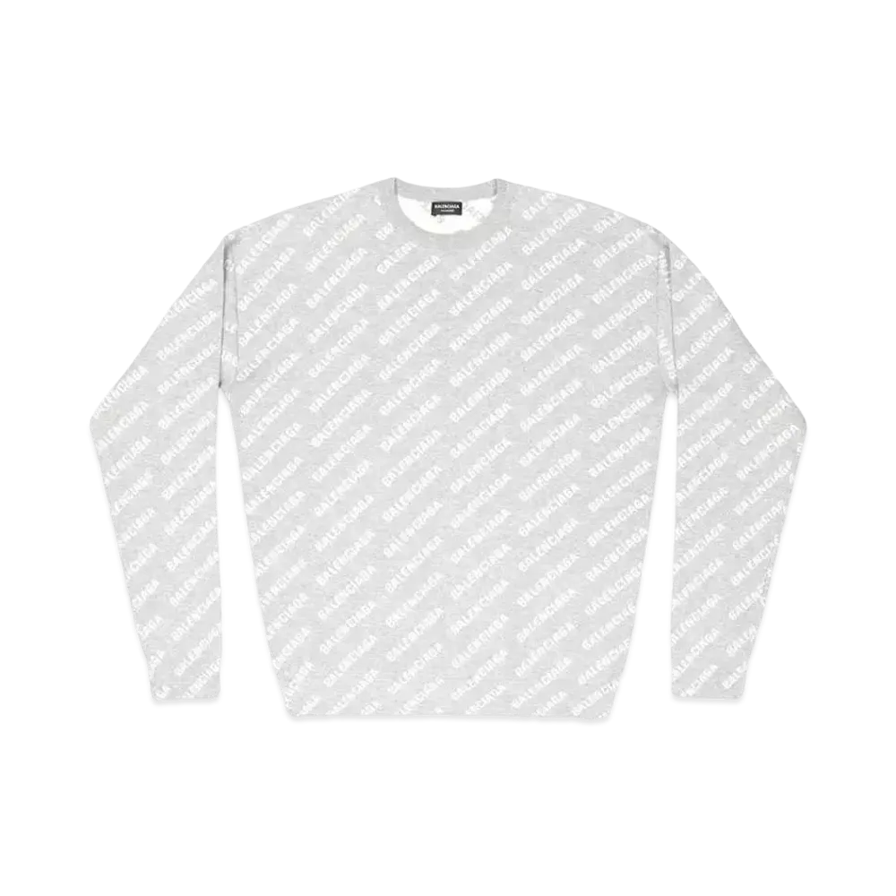 BALENCIAGA MENS Mini Allover Logo Sweater "Grey"