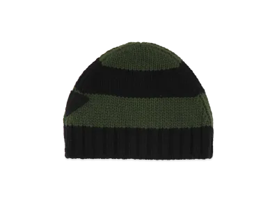 PRADA Women's Embroidewool Blend Beanie Hat "Stripped"