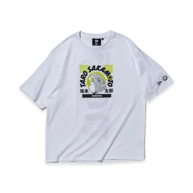 NEW ERA x SAKAMOTO DAYS Short Sleeve Oversized Cotton T-Shirt Flag Logo "White"