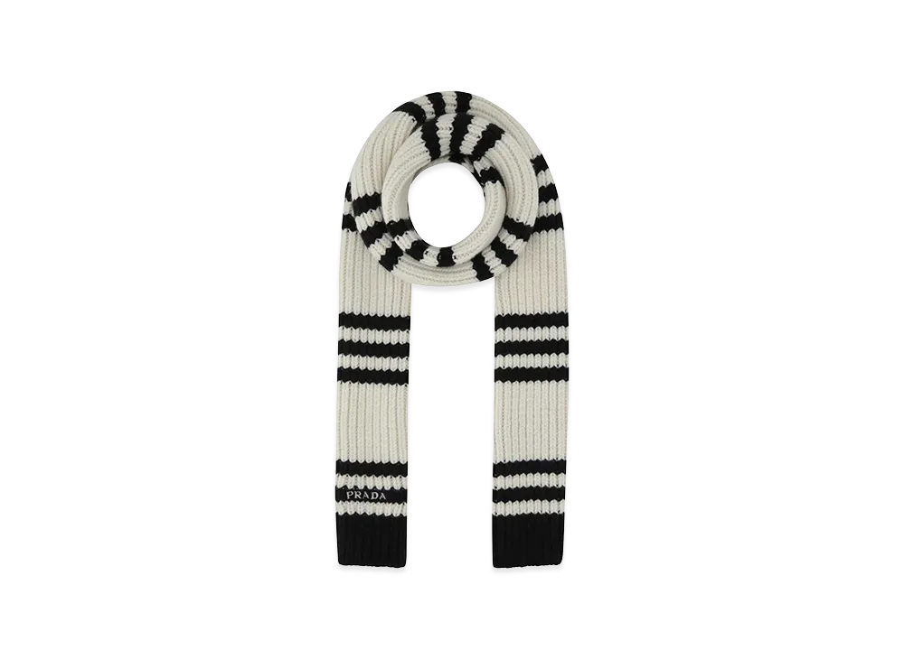 PRADA Women's Embroidecashmere Scarf "Black"