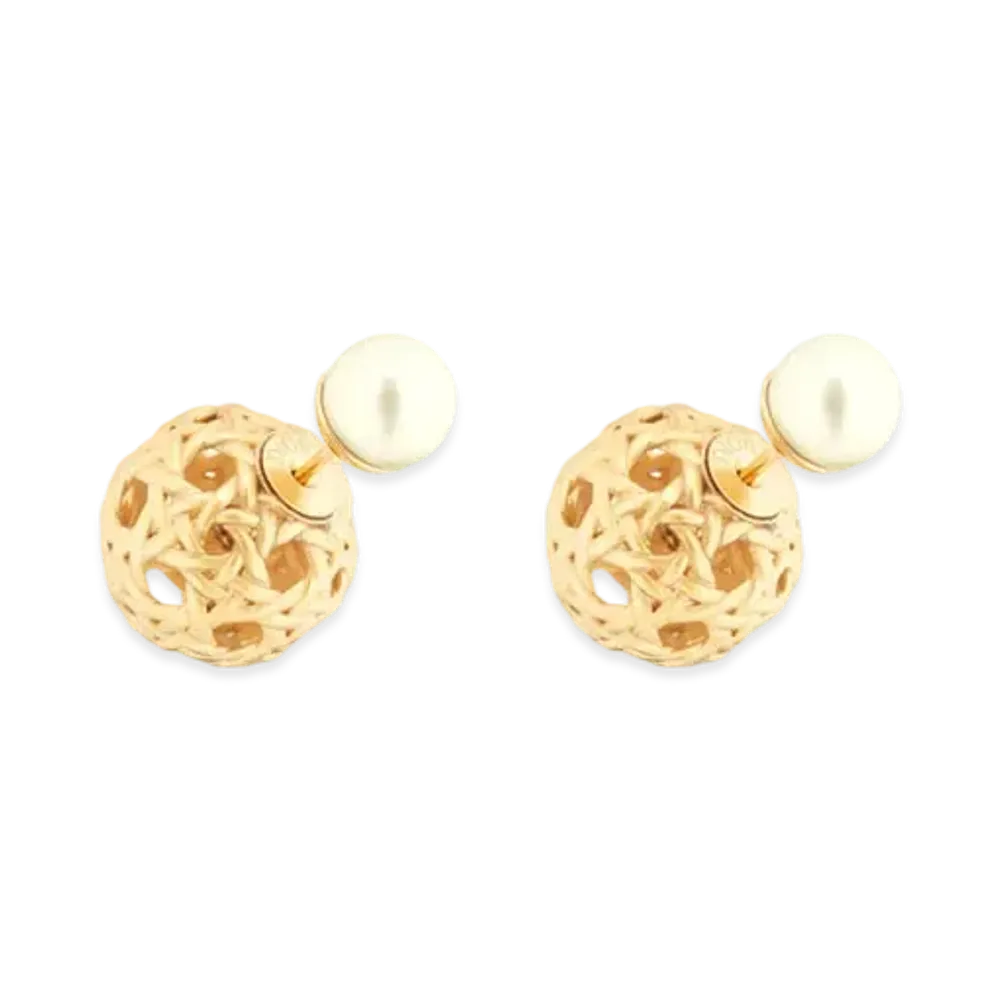 Dior Tribales Earrings Finish Metal and Resin Pearls "Gold/White"
