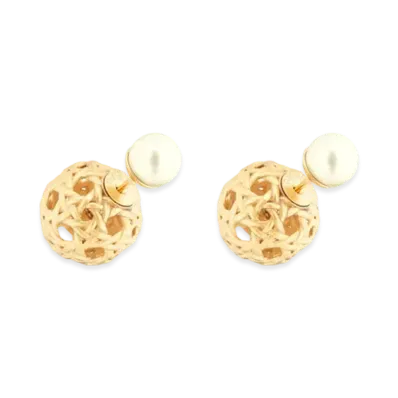 Dior Tribales Earrings Finish Metal and Resin Pearls "Gold/White"