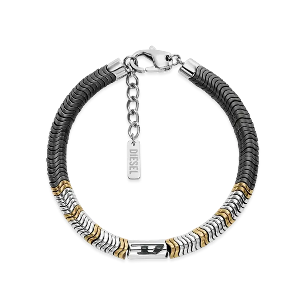 Diesel Dx1573931 Jewel Hematite Beaded Bracelet "Silver Black"