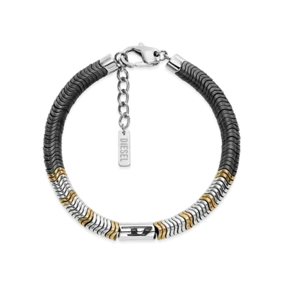 Diesel Dx1573931 Jewel Hematite Beaded Bracelet "Silver Black"