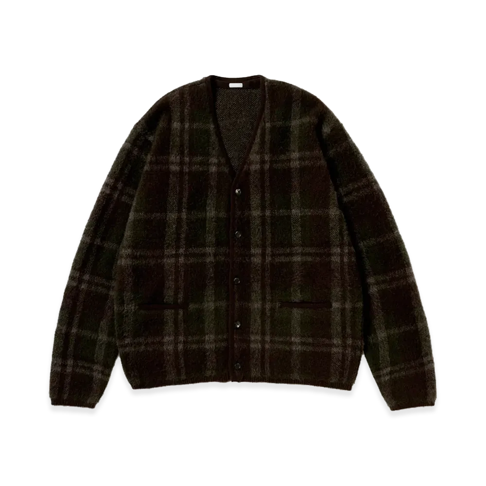 A.PRESSE Brushed Cashmere Middle Gauge Cardigan "Brown"