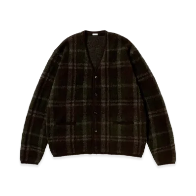 A.PRESSE Brushed Cashmere Middle Gauge Cardigan "Brown"