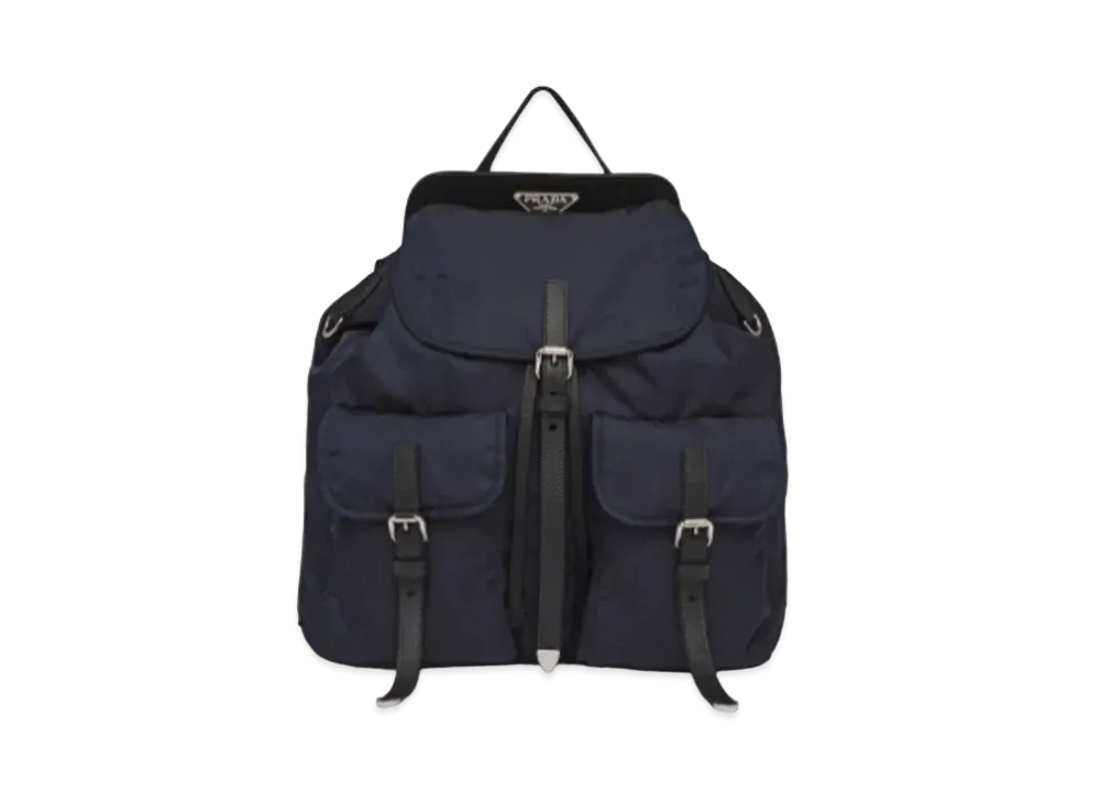 PRADA Nylon & Saffiano Leather Backpack "Navy/Black"