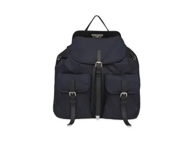 PRADA Nylon & Saffiano Leather Backpack "Navy/Black"