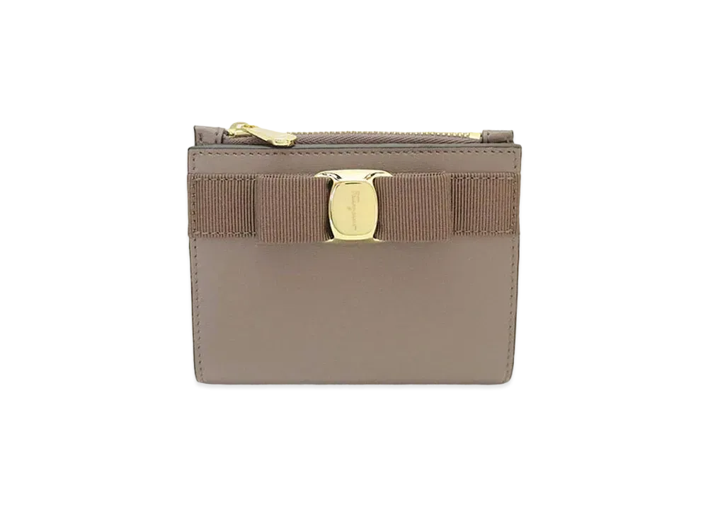 Salvatore Ferragamo Vara Bow Compact Wallet "Caraway Seed"