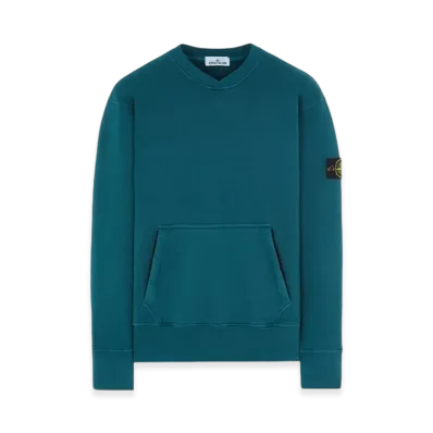 Stone Island 67555 Heavy Textured Fleece Garment Dyed Old Treatment Crewneck Sweatshirt - 23FW "Dark Teal Green"