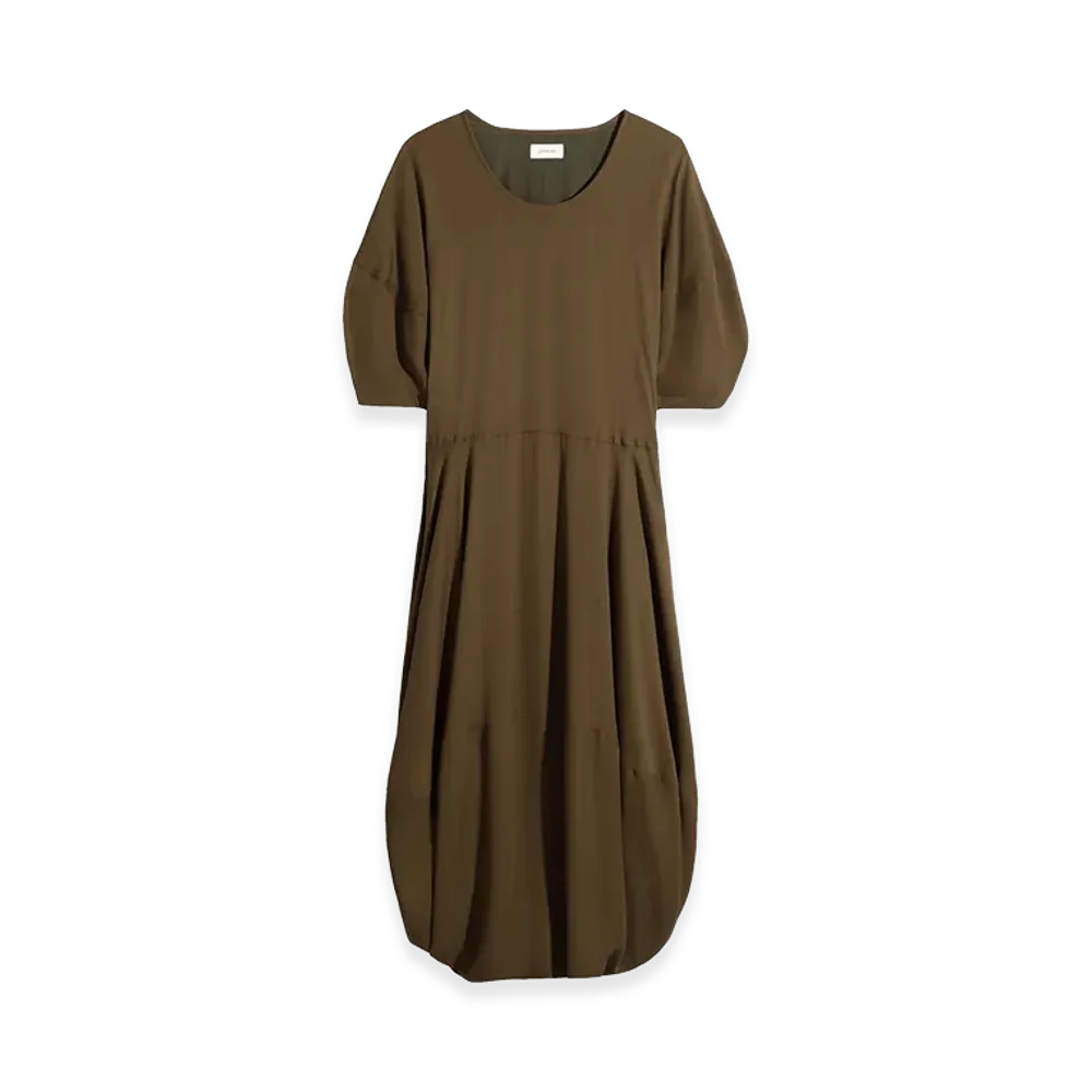 LEMAIRE Women's Crepe de Chine Viscose Balloon Dress "Bronze"