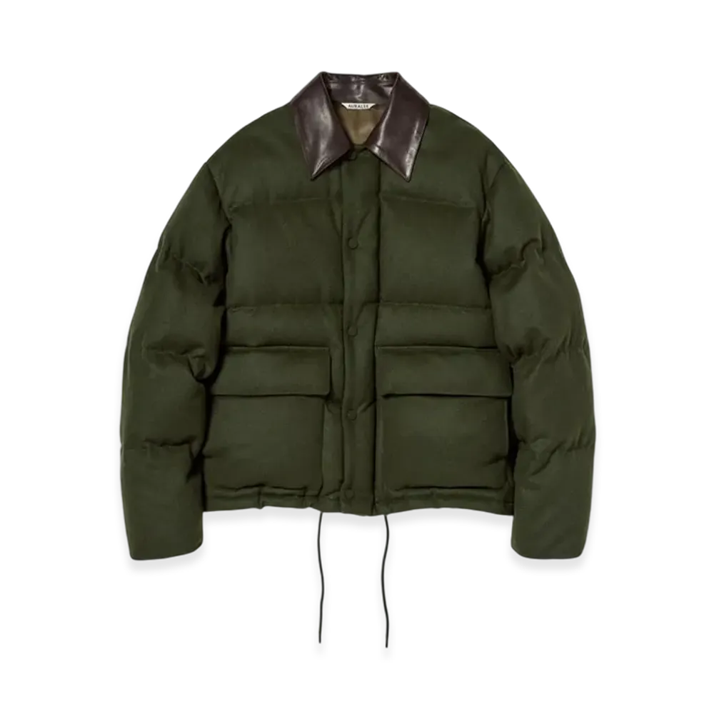 AURALEE Baby Camel Flannel Down Blouson "Dark Olive"