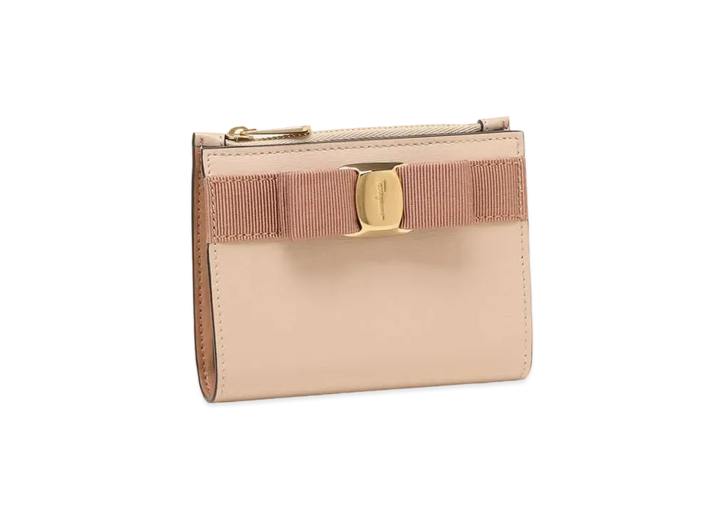 Salvatore Ferragamo Vara Bow Compact Wallet "New Blush/Mangiarotti Carrara"