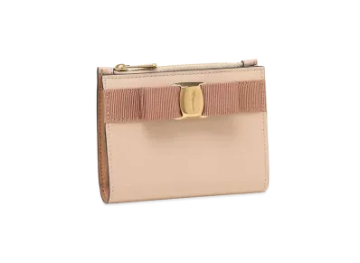 Salvatore Ferragamo Vara Bow Compact Wallet "New Blush/Mangiarotti Carrara"