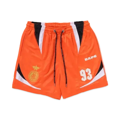 A BATHING APE Multi Logo Relaxed Fit Soccer Shorts "Orange"