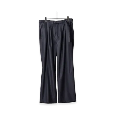 ANCELLM Wool Satin Belt-Less Slacks "Navy"