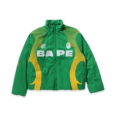 A BATHING APE ABA Frame Monogram Jacquard Multi Logo Padded Jacket "Green"