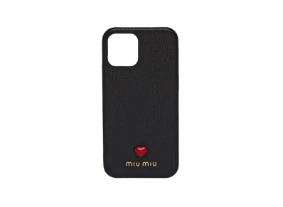 MIU MIU Madras Love Leather iPhone 12, 12 Pro Cover "Black"