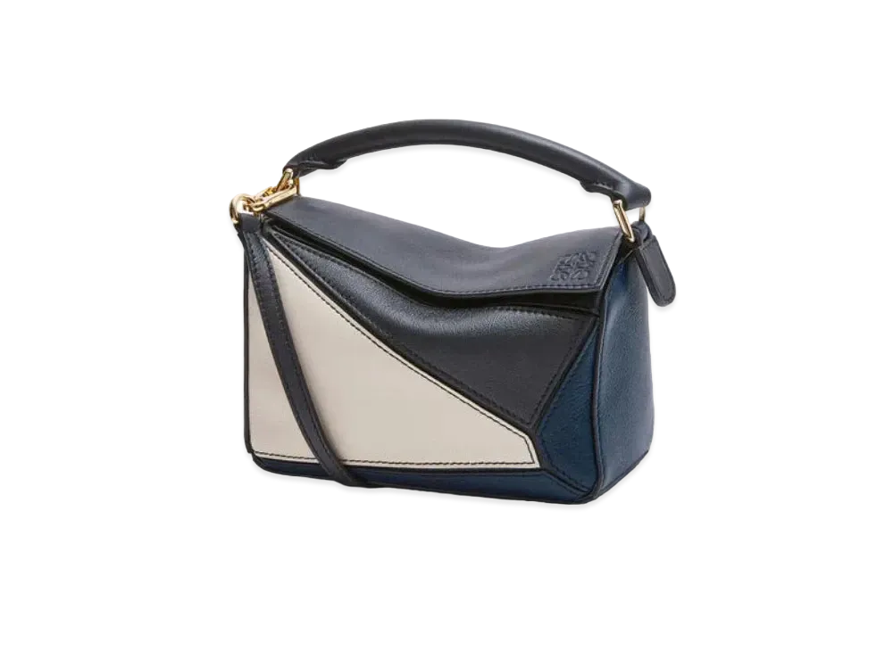 LOEWE Mini Puzzle Bag In Classic Calfskin "Black/Angora"