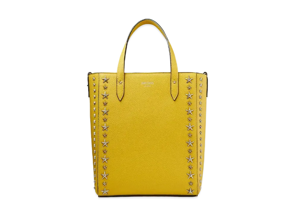 Jimmy Choo Pegasi N/S Soft Grainy Calf Leather Tote Bag With Star Studs "Silver/Sun"