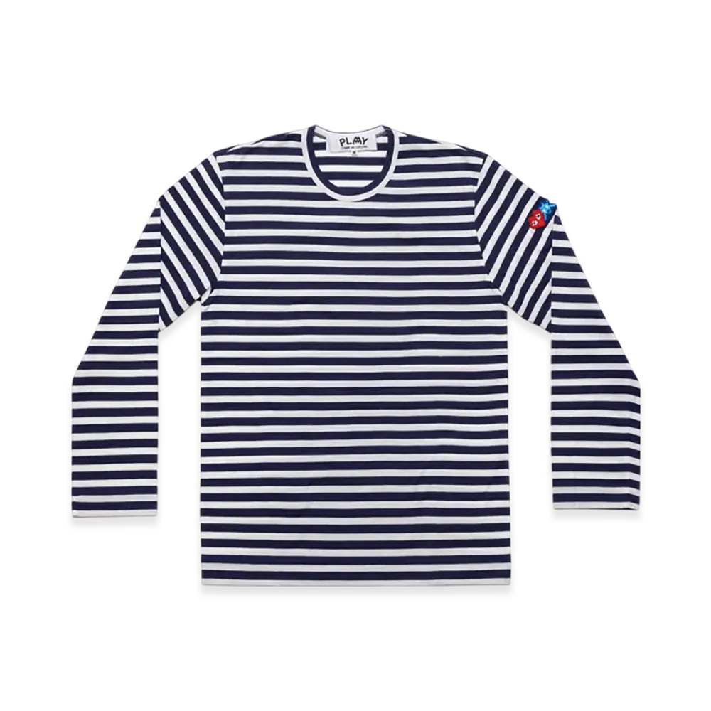 PLAY COMME des GARCONS Invader Striped L/S T-Shirt Ladies "Navy/White"